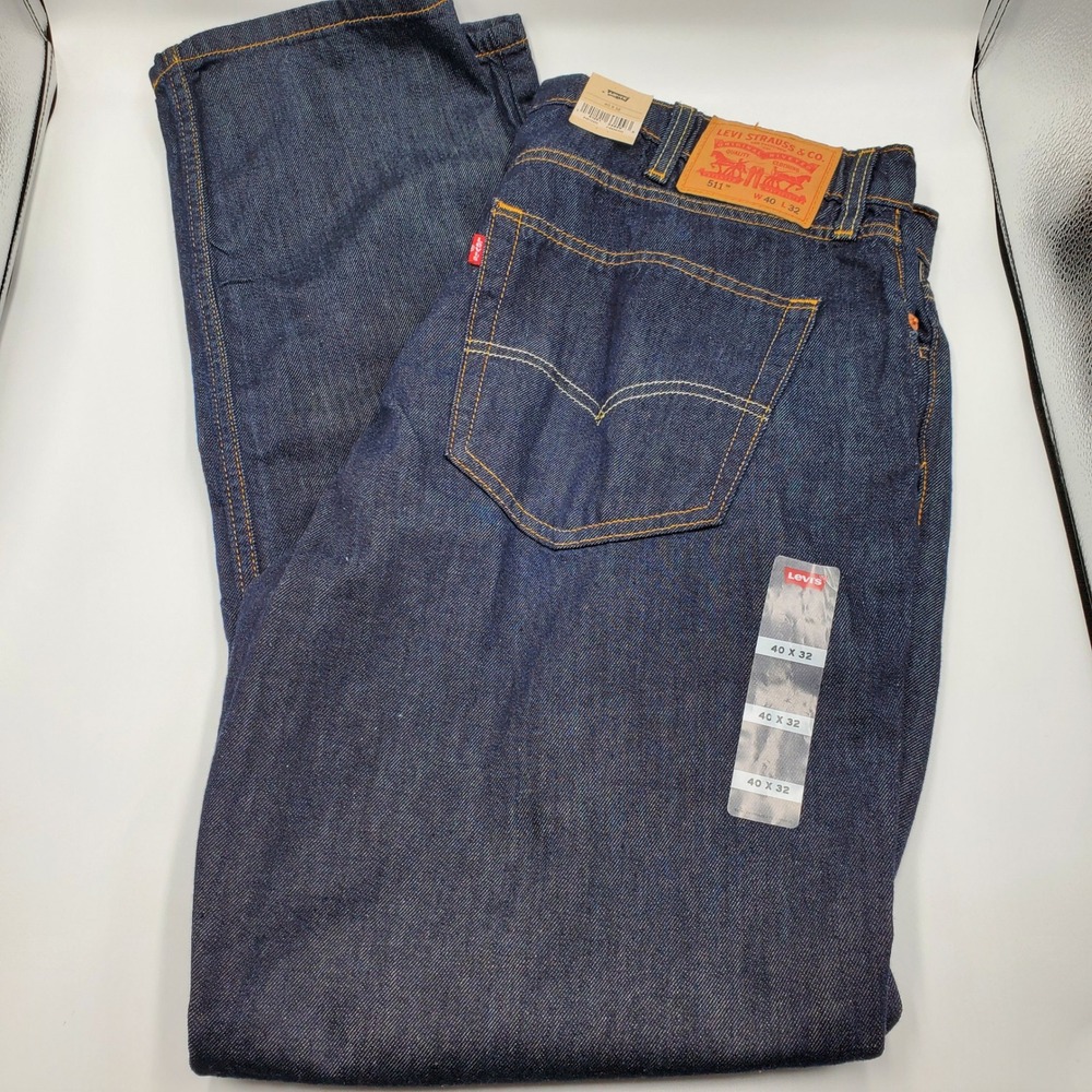 Levis 511 Slim Fit Jeans Mens 40x32 Dark Indigo Blue Denim Stretch New NWT